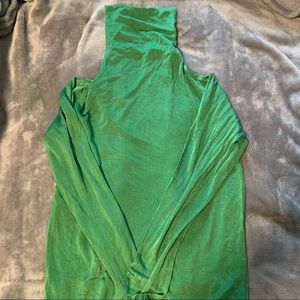 WinterSilks 100% Silk Green Turtleneck XS